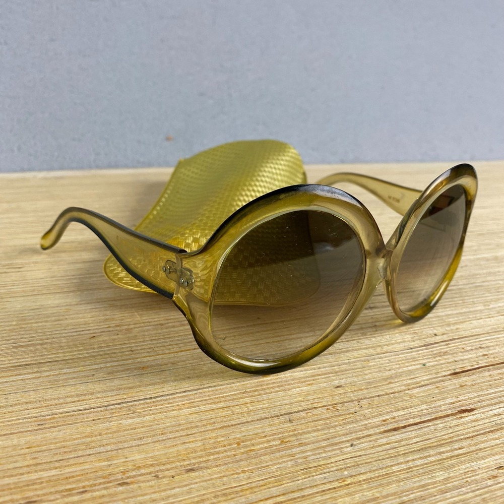 Vintage French riviera chic Sunglasses Oversized Semi Round Brown paris